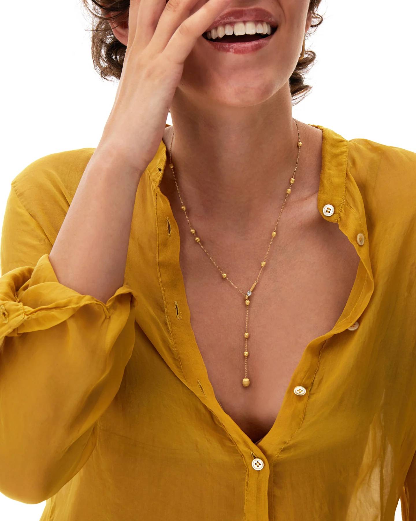 Collana Donna Nanis Oro Giallo 18 KT Pendente Diamanti Boules Satinata CS10-583